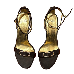 Franco Sarto Black Heels with Diamond and Gold Accents